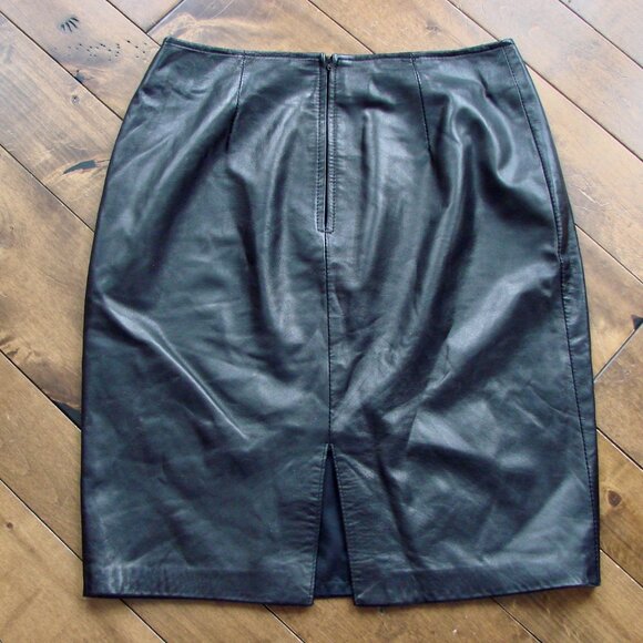 Danier Black Leather Skirt Straight Pencil Office Size 10 - Picture 10 of 15